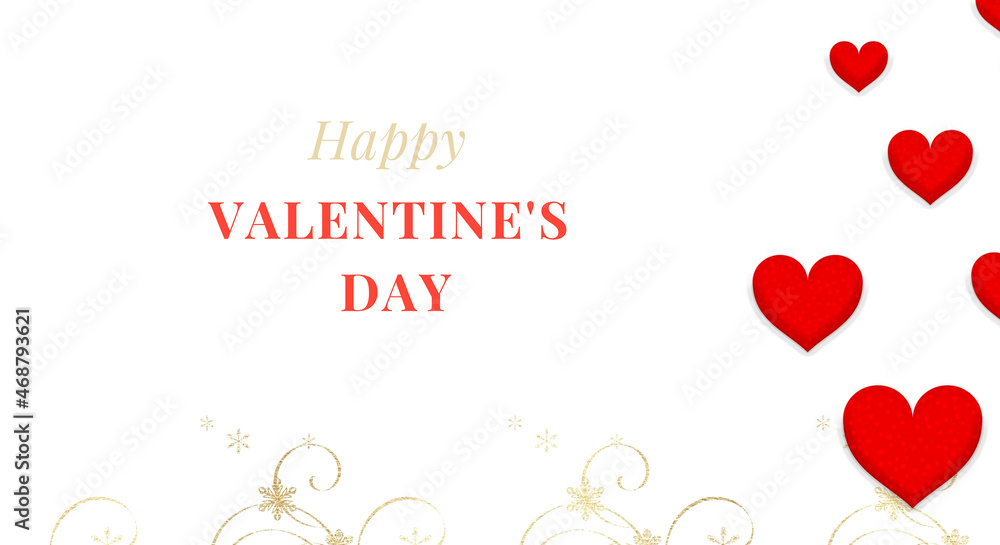 Happy valentines day lettering on white background red color
