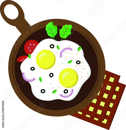 Fried eggs for breakfast, vector illustration