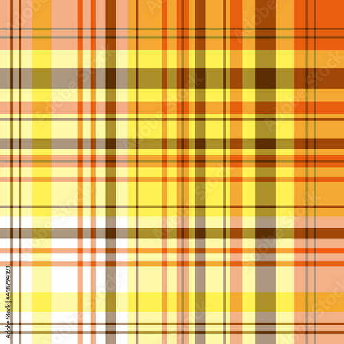Seamless pattern in positive yellow, orange, brown and white colors for plaid, fabric, textile, clothes, tablecloth and other things. Vector image.