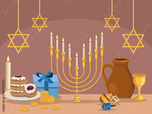 happy hanukkah celebrating