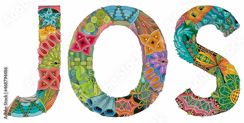 Jos is a city in the Middle Belt of Nigeria. Vector decorative zentangle object for decoration photo