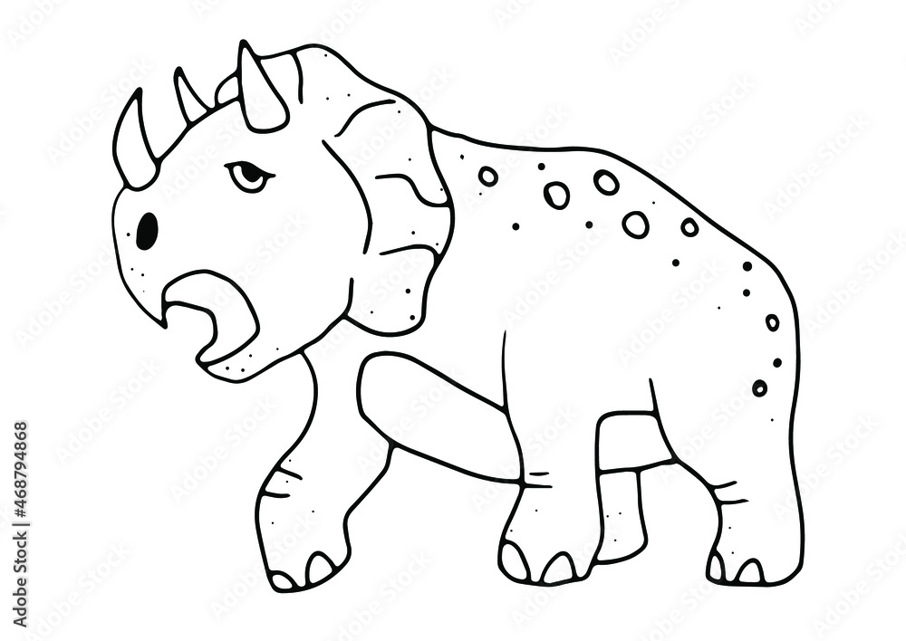 Fototapeta premium Triceratops dinosaur in doodle style. Isolated vector.