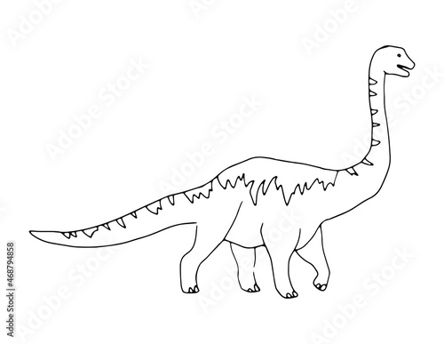 Dinosaur in doodle style. Isolated vector.