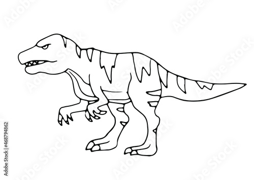 Dinosaur T-rex in doodle style. Isolated vector.