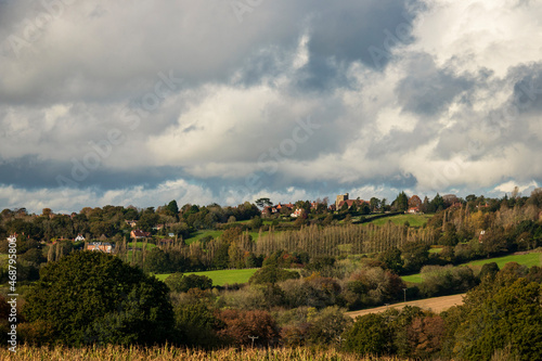 Following the High Weald Landscape Trail from Cranbrook to Goudhurst during autumn in Kent south east England UK photo