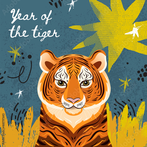 Trendy greeting card - Year of the Tiger (ID: 468797643)