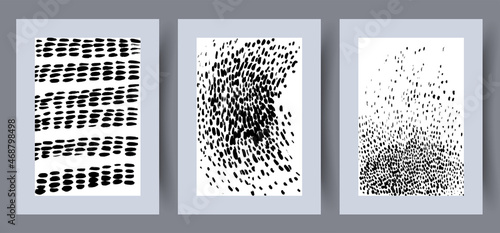 Printable wall art vector poster set. Hand drawn minimalism design for scandinavian interior.