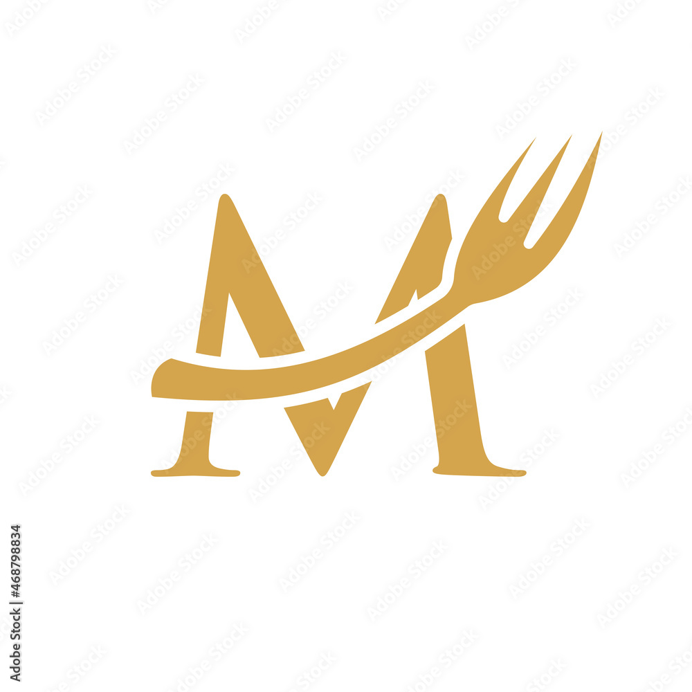 Restaurant Logo Template On Letter M. Letter M Restaurant Logo Sign ...