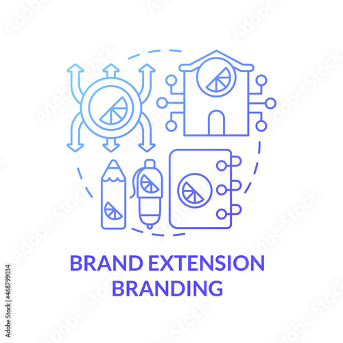 Brand extension branding blue gradient concept icon. Strategy for expanding business. Company development. Brand planning abstract idea thin line illustration. Vector isolated outline color drawing