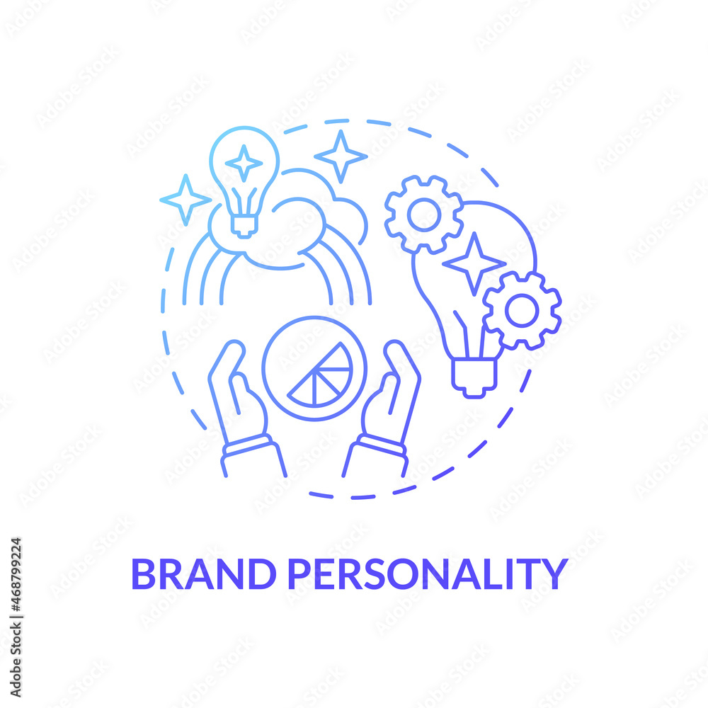 Brand personality blue gradient concept icon. Business representation. Company mission and message. Brand planning abstract idea thin line illustration. Vector isolated outline color drawing