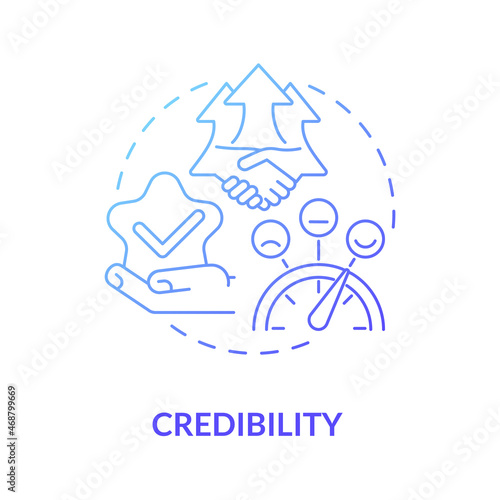 Credibility blue gradient concept icon. Business reliability. Company integrity. Customer trust. Brand planning abstract idea thin line illustration. Vector isolated outline color drawing