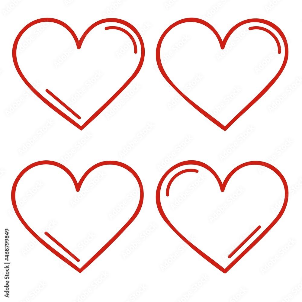 heart red outline, love icon flat vector illustration, design element isolated on white background, valentines day