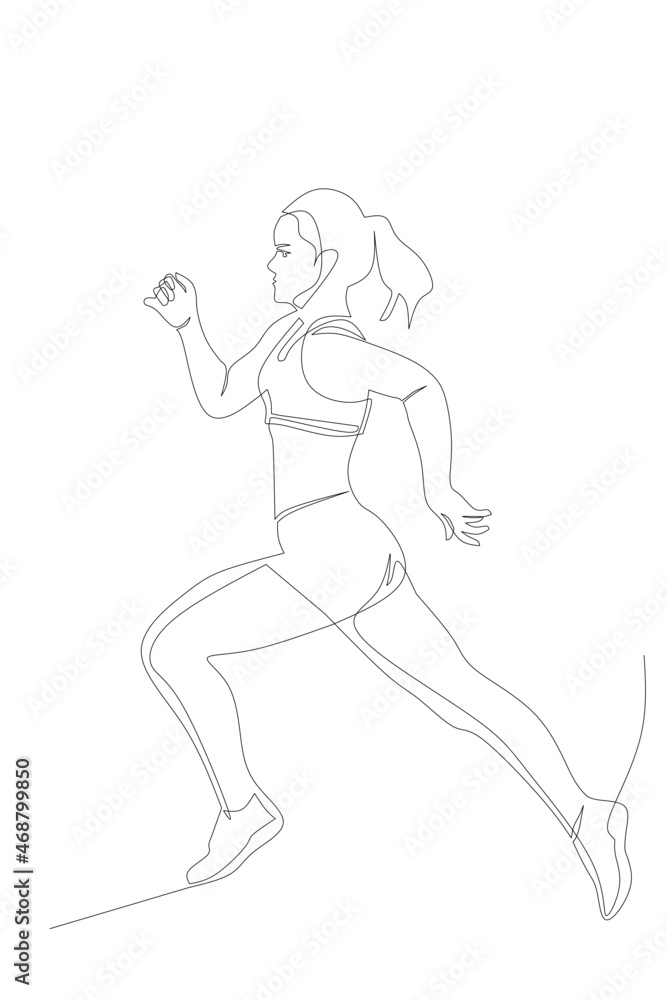 One line continue art skecth drawing runner athlete . Fit for banner promotion advertise presentation sport articles illustration vector