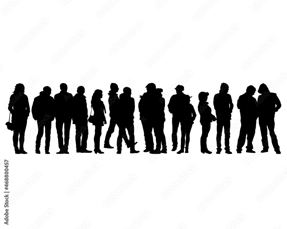 Big crowds people on street. Isolated silhouette on a white background Big crowds people on street. Isolated silhouette on a white background
