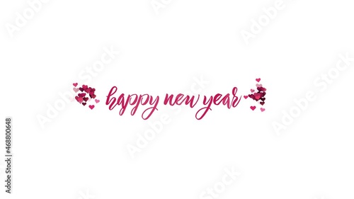 happy new year text animation with hearts, Happy Christmas