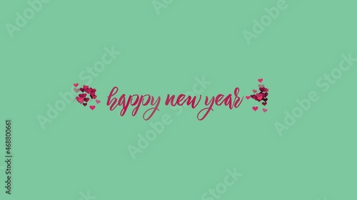 happy new year text animation with hearts, Happy Christmas