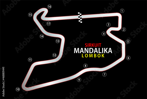 Mandalika International Street Circuit, Lombok island, Indonesia circuit. black background photo