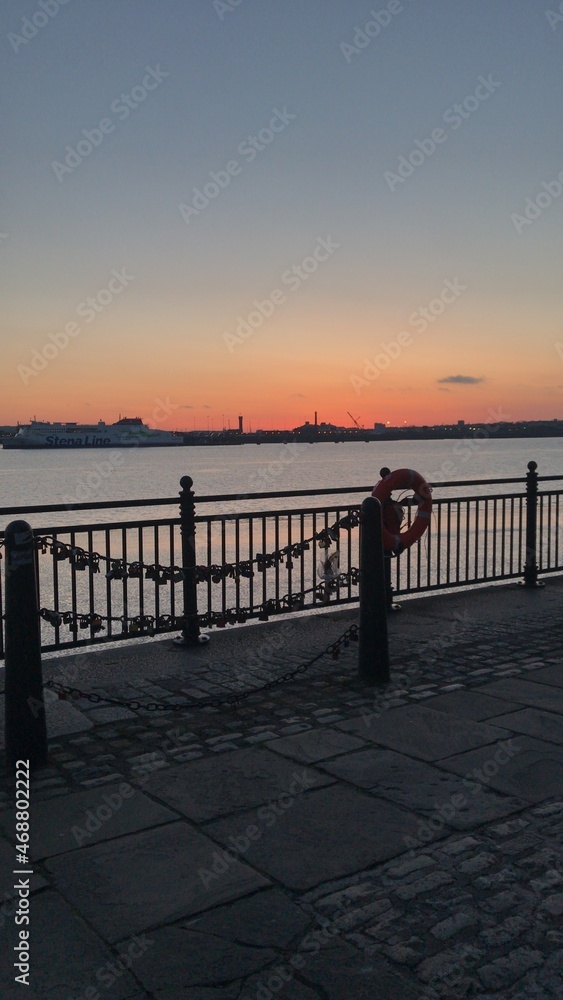 sunset at the Liverpool Albert docks