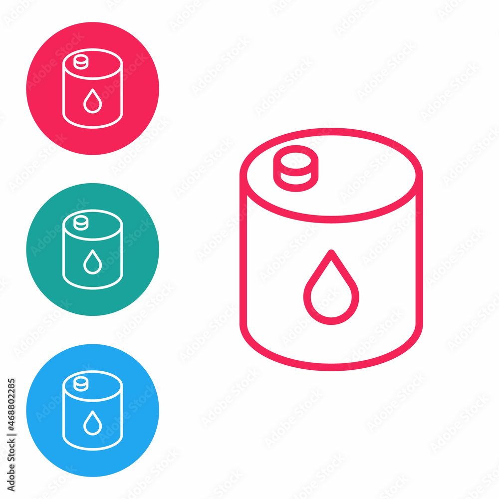 Red line Barrel oil icon isolated on white background. Set icons in circle buttons. Vector Red line Barrel oil icon isolated on white background. Set icons in circle buttons. Vector