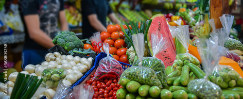 Moroccan fruit market in Tangier city.