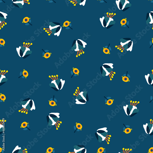 Floral art, Flowers and leaf Seamless pattern, Vector illustration.