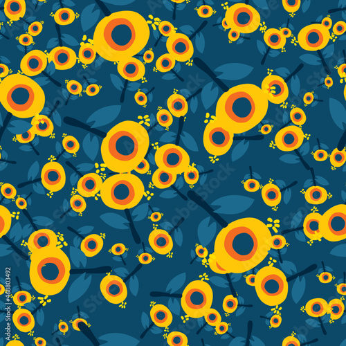 Floral art, Flowers and leaf Seamless pattern, Vector illustration.