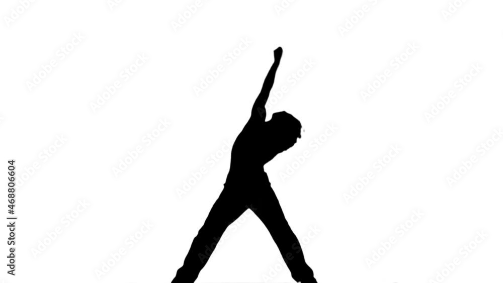 A Silhouette Man Is Casually Dancing Against A White Background A Silhouette Man Is Casually Dancing Against A White Background