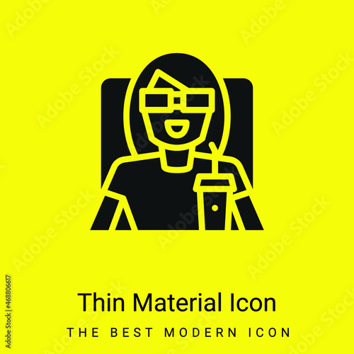 3d Movie minimal bright yellow material icon