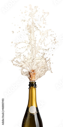 bottle of champagne uncorking
