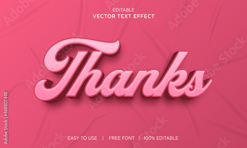  Thanks 3d editable text effect Premium Vector with background