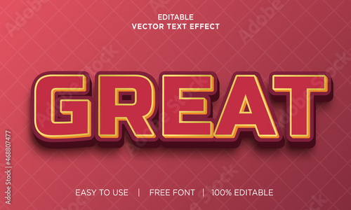 great 3d editable text effect Premium Vector with background