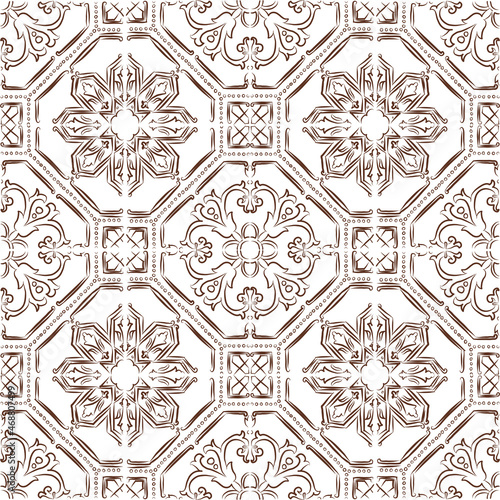 Hand-drawn patchwork in portuguese style