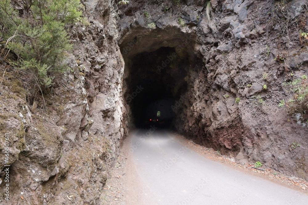 Tunnel, Straße, alte Straße, Felsen, Einfahrt, La Palma, Höhle