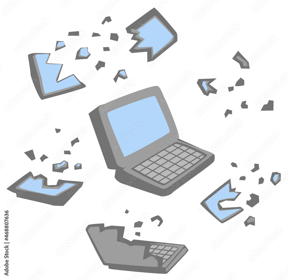 Computer Devices Broken Cartoon Computer Devices Broken Cartoon