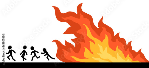 Fire Escape People Cartoon