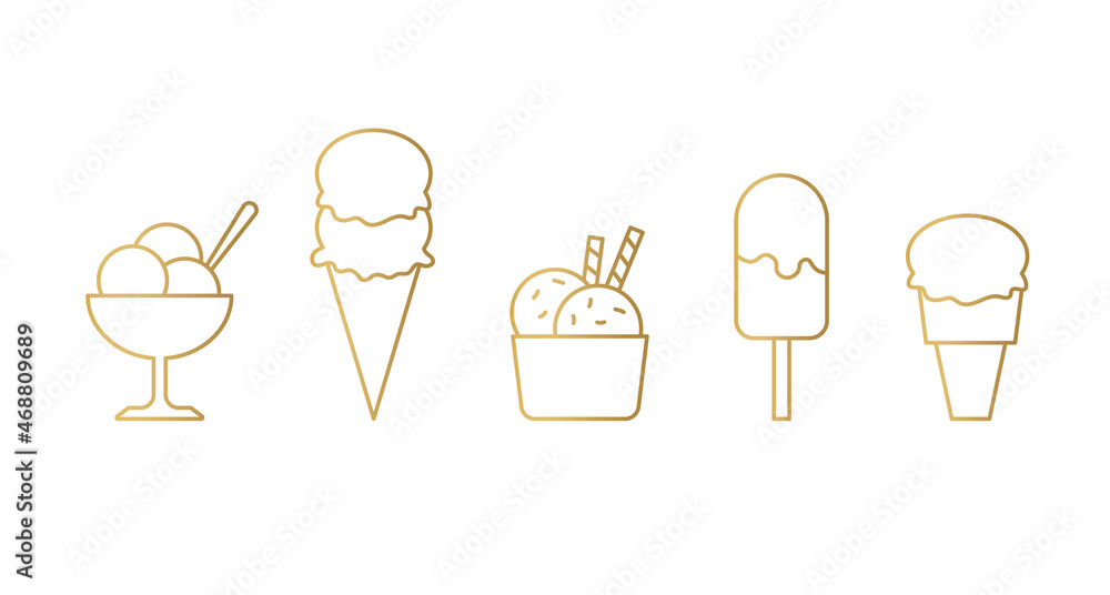 golden ice cream set- vector illustration golden ice cream set- vector illustration