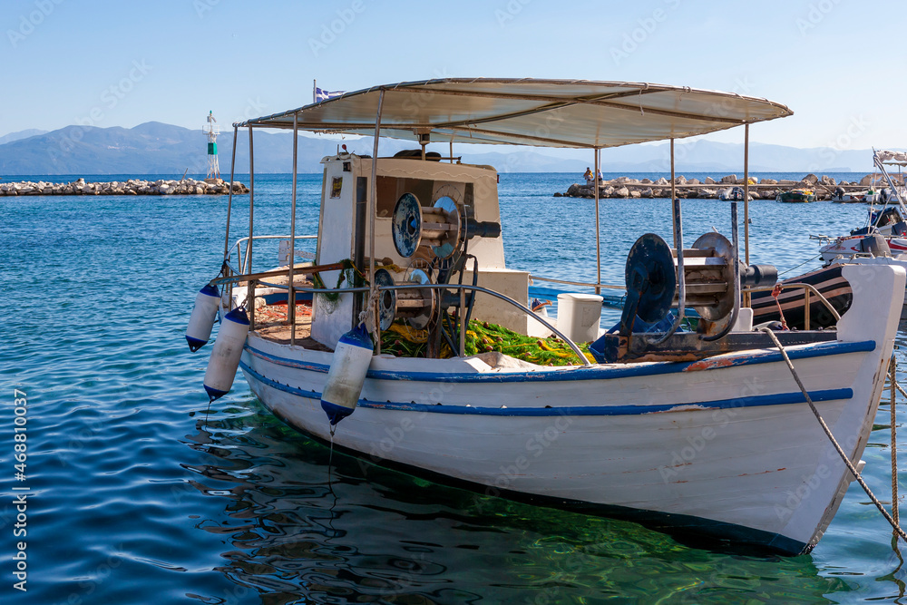 Local fishing boat in Gaios harbour, Paxos, Ionian Islands, Greece