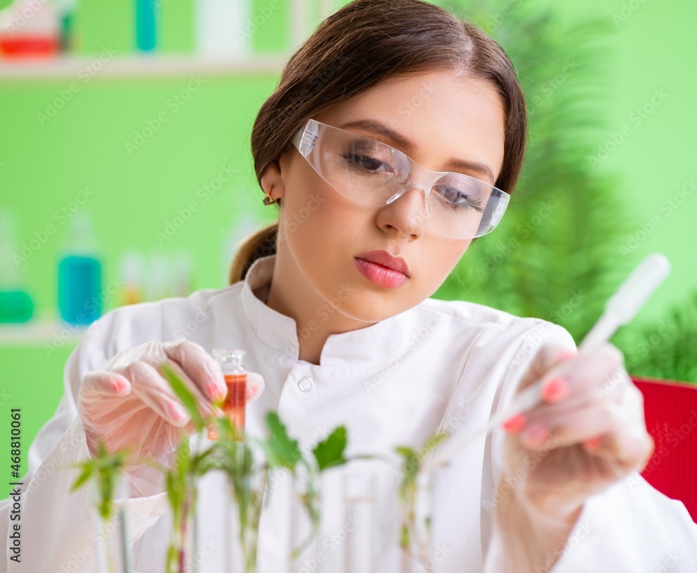Beautiful female biotechnology scientist chemist working in lab Beautiful female biotechnology scientist chemist working in lab