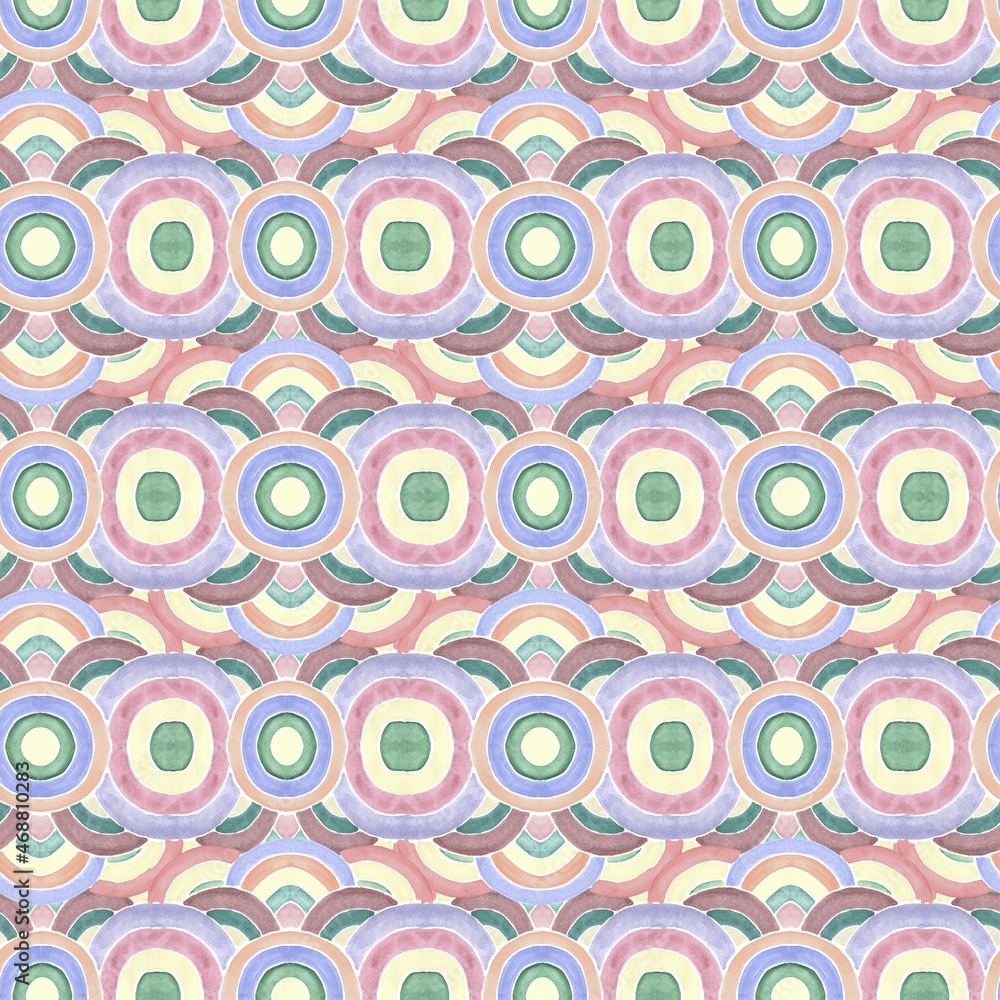 Watercolor circles abstract geometric seamless pattern Watercolor circles abstract geometric seamless pattern