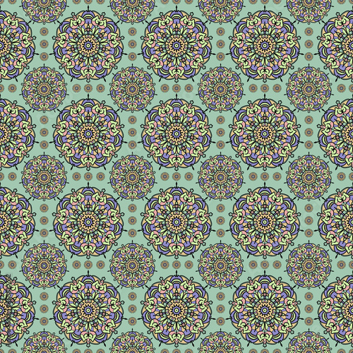 Geometric mandala seamless pattern on green