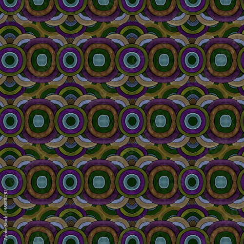 Watercolor circles abstract geometric seamless pattern