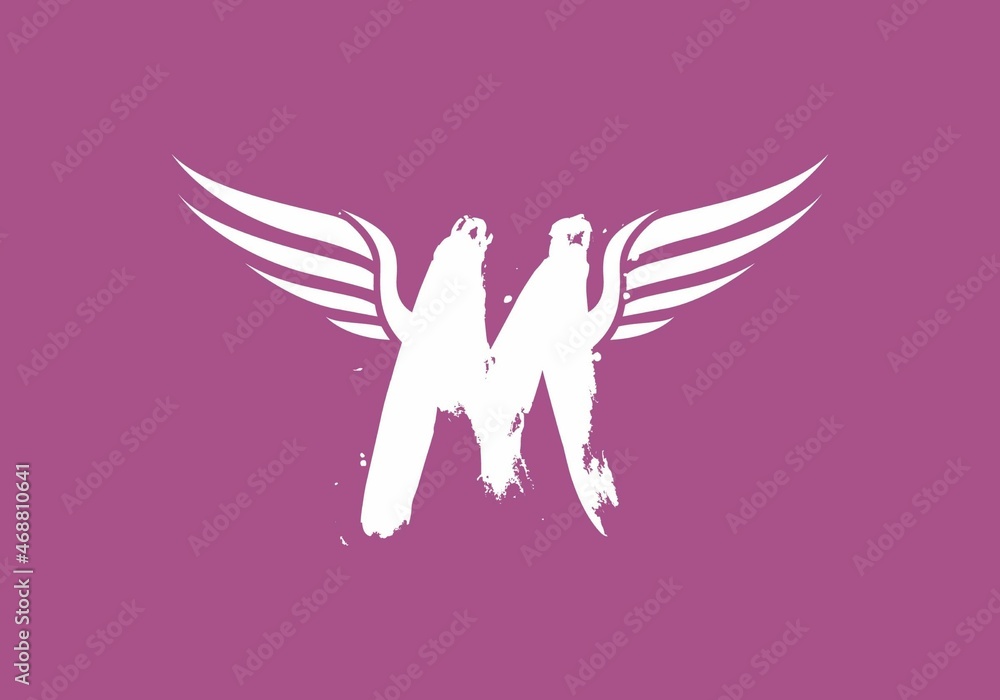 Obraz premium Unique shape of AM initial letter with wings