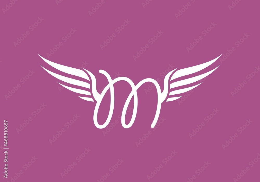 Unique shape of AM initial letter with wings Unique shape of AM initial letter with wings