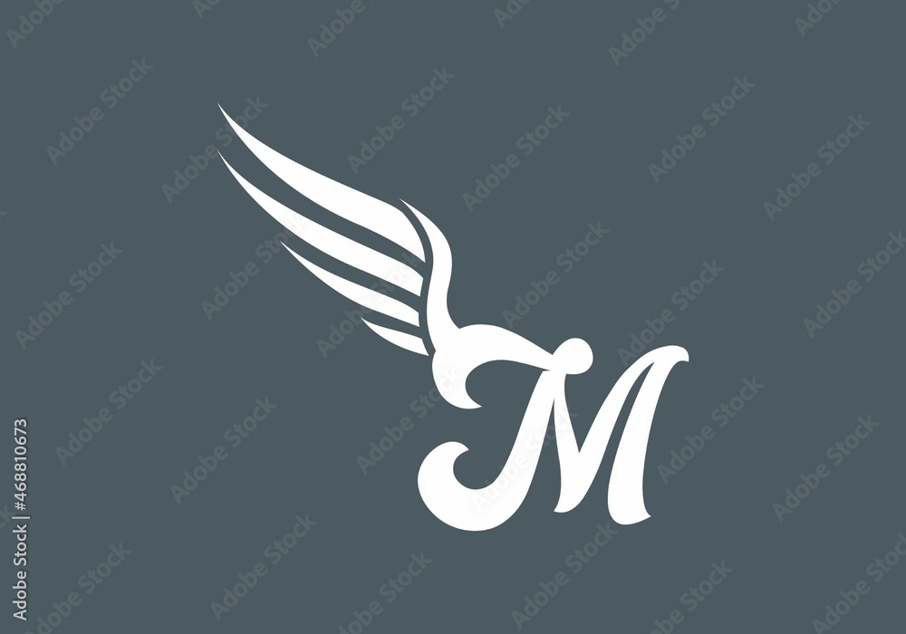 Fototapeta premium Unique shape of AM initial letter with wings