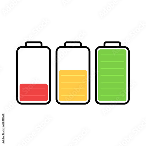 Battery charge indicator icons, vector graphics.