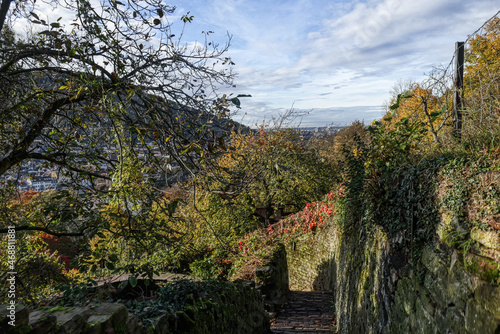 Romantischer historischer Fußweg in die Berge bei Heidelberg