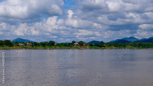 Houses on the riverside of Laos adjacent to Thailand.