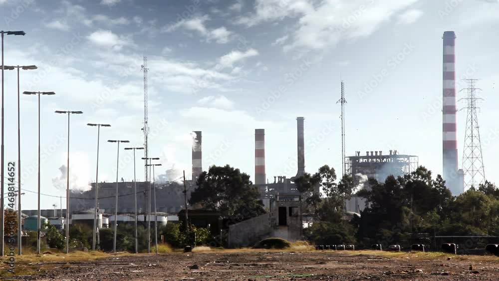 Dark Toxic Smoke Clouds coming out of Factory Chimney, Air Pollution and Global Warming caused by Old Industrial Power Plant. 4K Resolution. Dark Toxic Smoke Clouds coming out of Factory Chimney, Air Pollution and Global Warming caused by Old Industrial Power Plant. 4K Resolution.