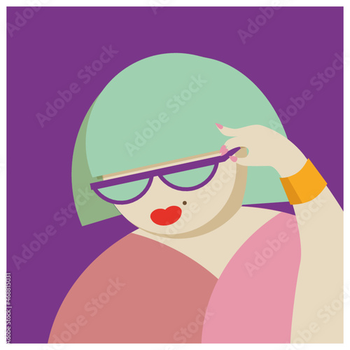 Plus size woman with glasses, Mujer de talla grande con lentes.