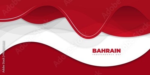Wavy Red and white abstract background design. Bahrain Independence Day background template design.